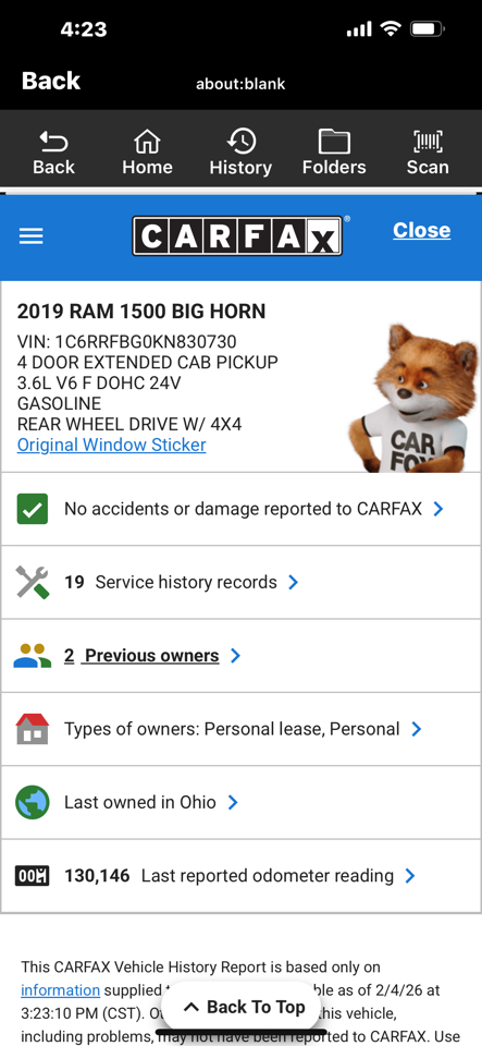 RAM 1500 Big Horn/Lone Star 4x4 Quad Cab 6'4" Box 2019