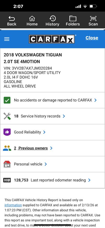 Volkswagen Tiguan 2.0T SEL 4MOTION 2018