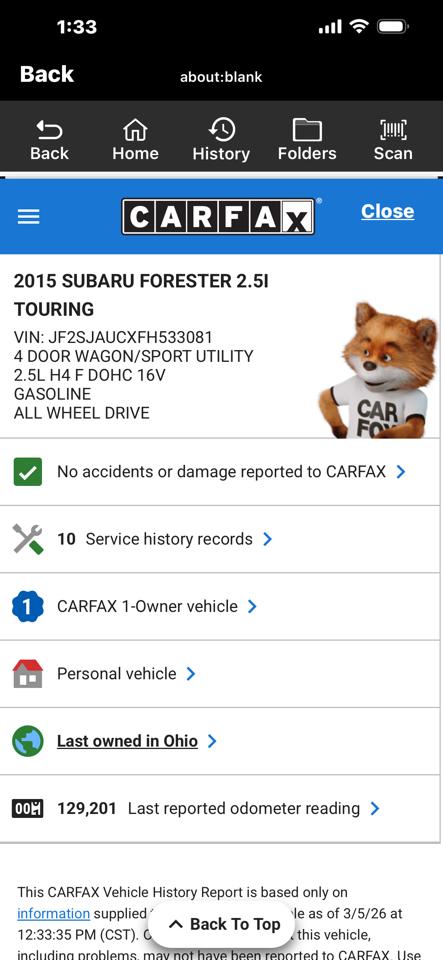 Subaru Forester 4dr CVT 2.5i Touring PZEV 2015