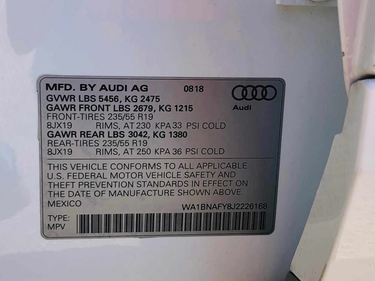 Audi Q5 2.0 TFSI Tech Premium Plus 2018