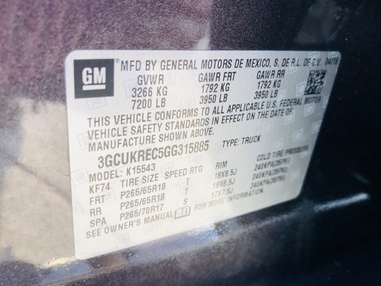 Chevrolet Silverado 1500 4WD Crew Cab 143.5" LT w/2LT 2016