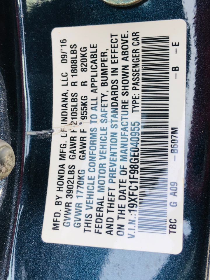 Honda Civic Sedan 4dr CVT Touring 2016