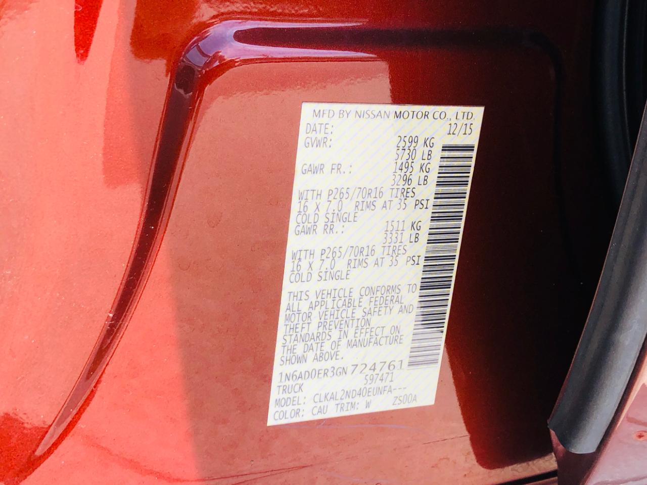 Nissan Frontier 2WD Crew Cab SWB Auto SV 2016