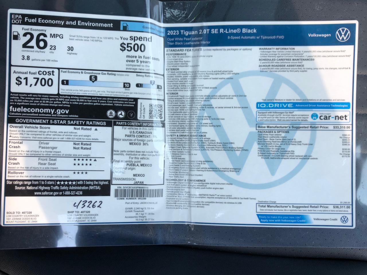 Volkswagen Tiguan 2.0T SE R-Line Black FWD 2023
