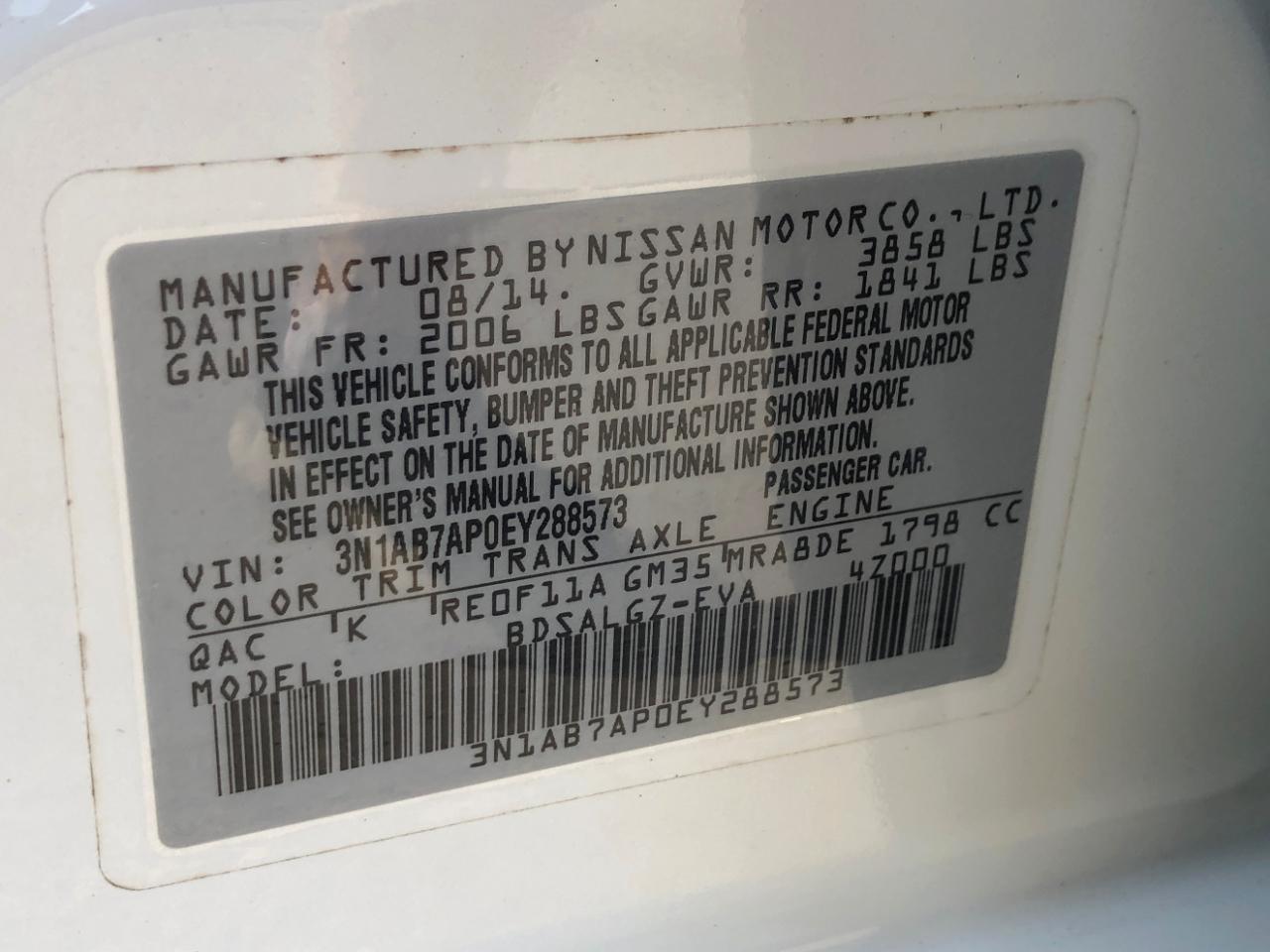 Nissan Sentra 4dr Sdn I4 CVT FE+ SV 2014