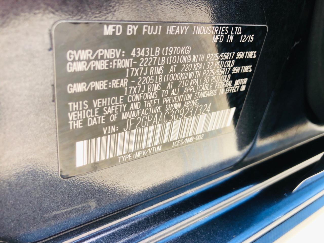 Subaru Crosstrek 5dr Man 2.0i 2016