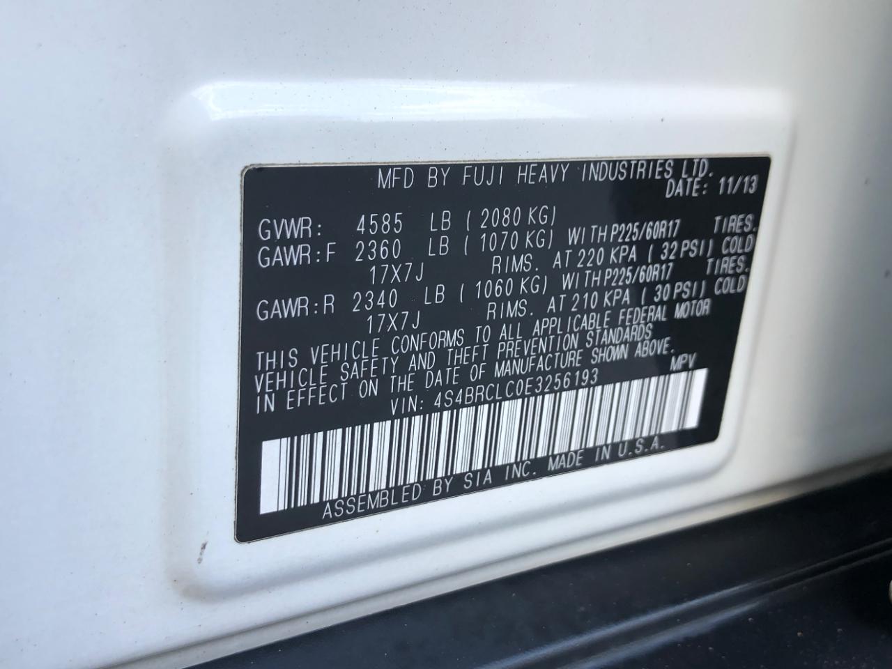 Subaru Outback 4dr Wgn H4 Auto 2.5i Limited 2014