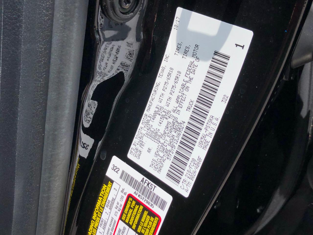 Toyota Tundra 4WD SR5 CrewMax 5.5' Bed 5.7L (Natl) 2018