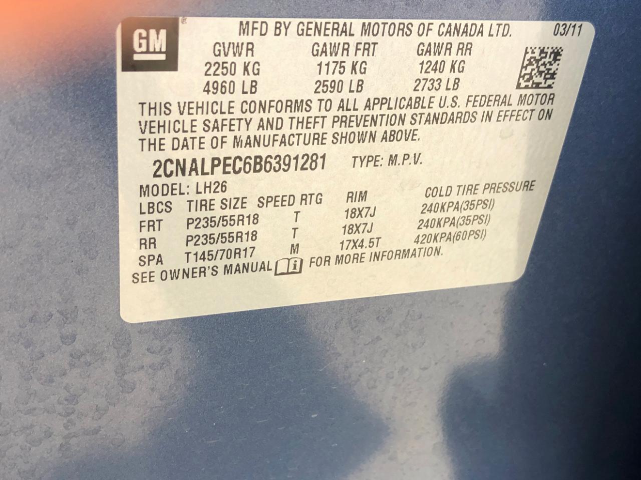 Chevrolet Equinox FWD 4dr LT w/2LT 2011