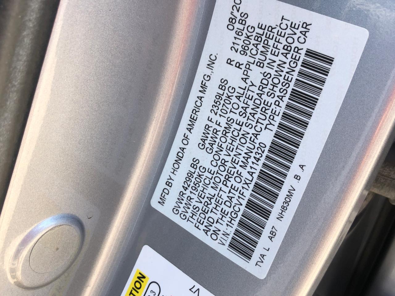 Honda Accord Sedan LX 1.5T CVT 2020