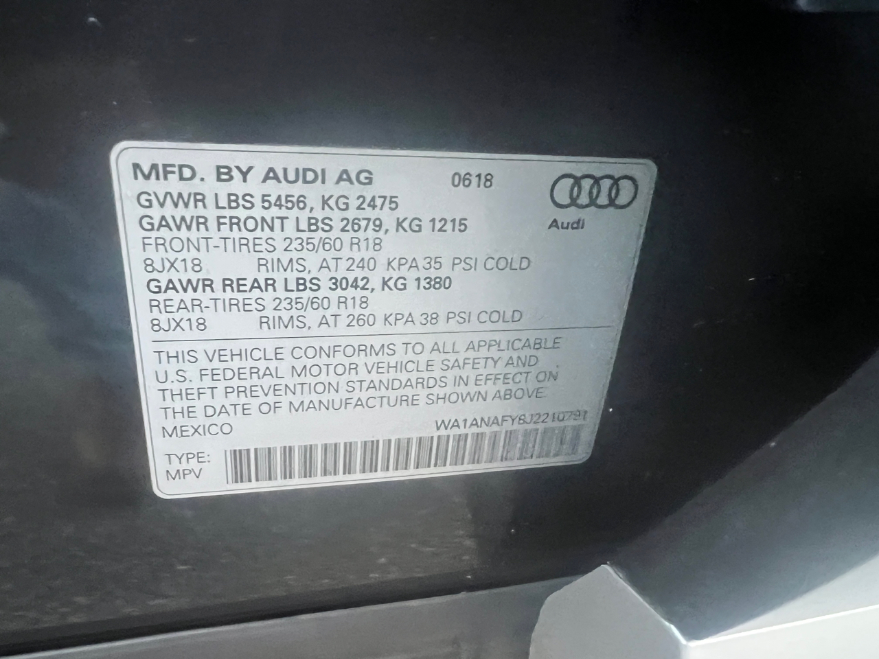 Audi Q5 2.0T Premium quattro 2018 Audi Q5 2.0T Premium quattro 2018