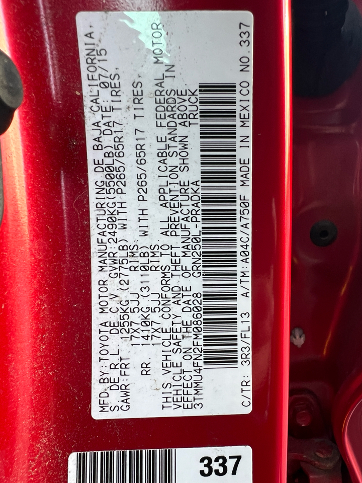 Toyota Tacoma TRD Sport Double Cab 6' Bed V6 4x4 AT (Natl) 2015