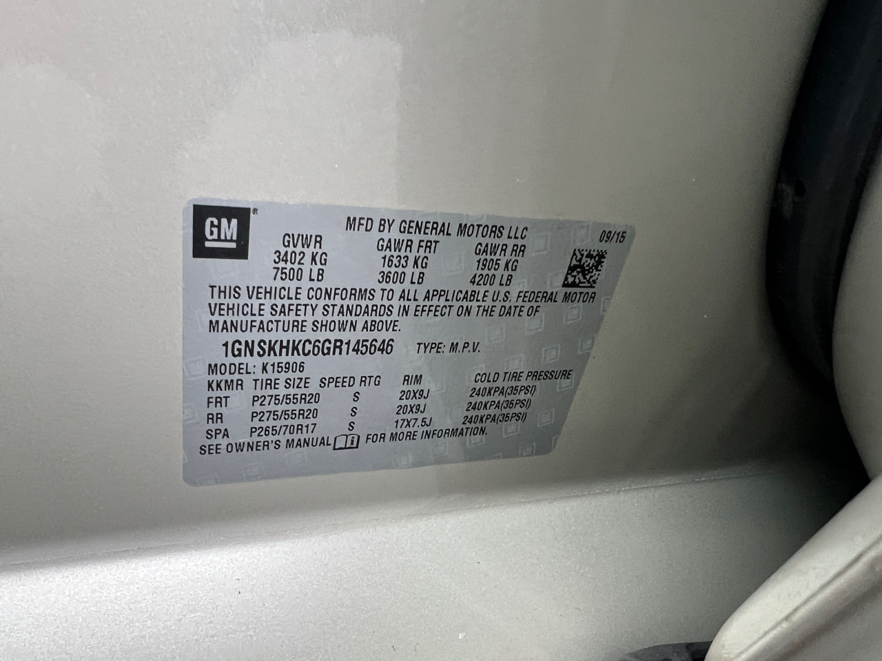 Chevrolet Suburban LT 4WD 2016