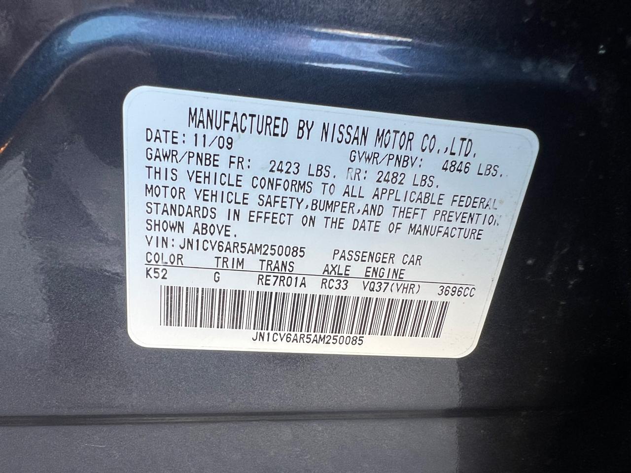 Infiniti G Sedan G37x AWD 2010