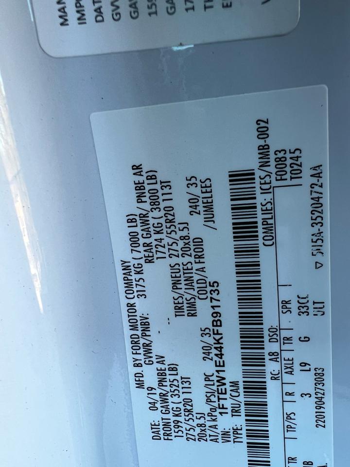 Ford F-150 4WD SuperCrew 157" Lariat 2019