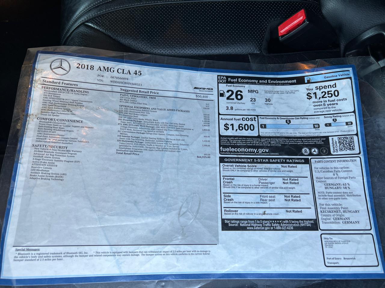 Mercedes-Benz CLA-Class CLA45 AMG 2018