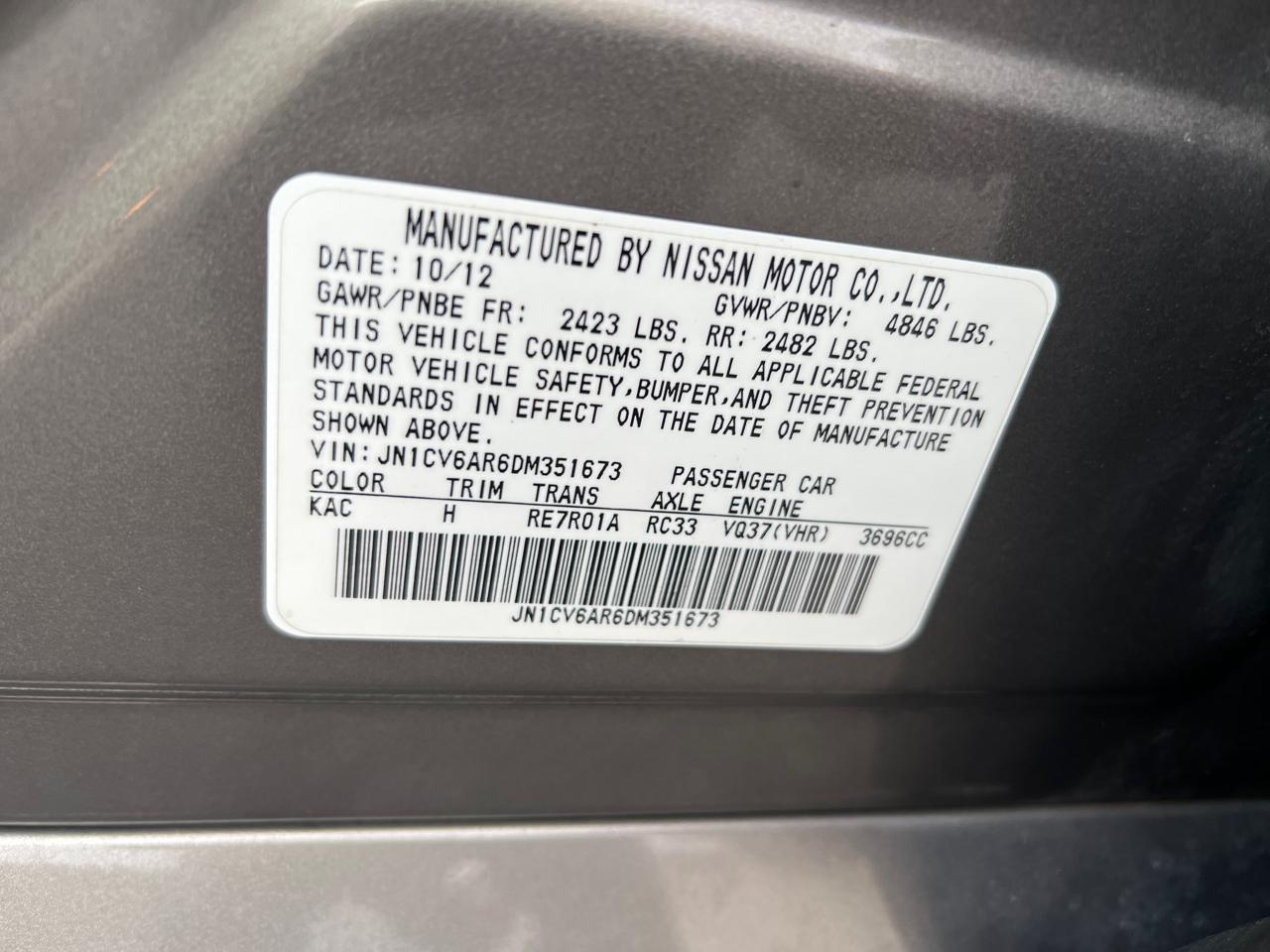 Infiniti G Sedan 37x AWD 2013