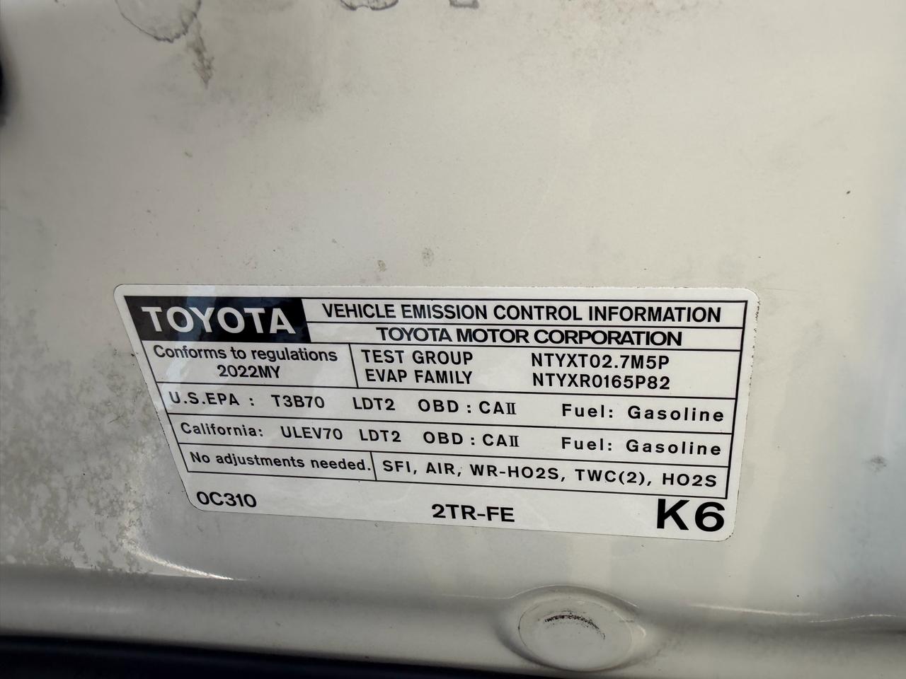 Toyota Tacoma 2WD SR5 Access Cab 6' Bed I4 AT (Natl) 2022
