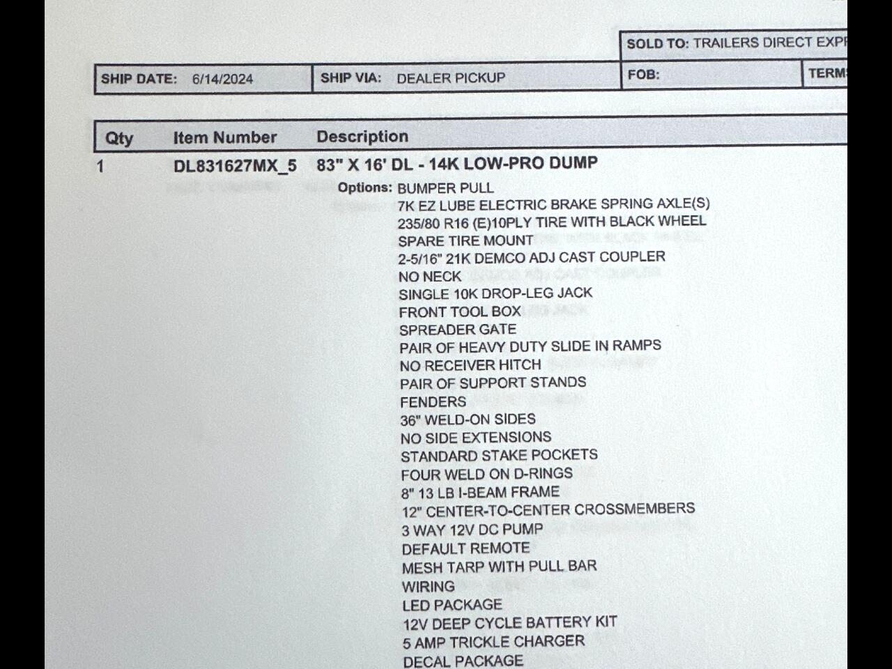 Lamar 16 Foot Dump  2024