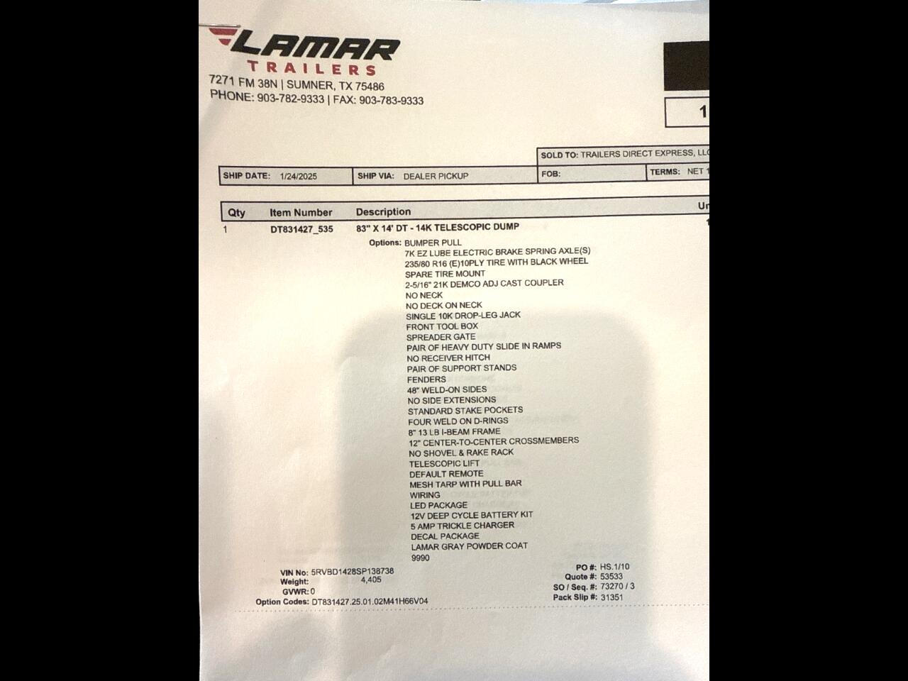 Lamar 14 Foot Dump  2025