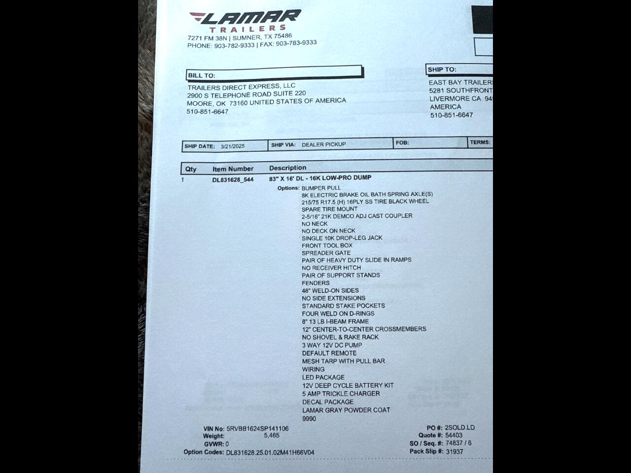 Lamar 16 Foot Dump  2025