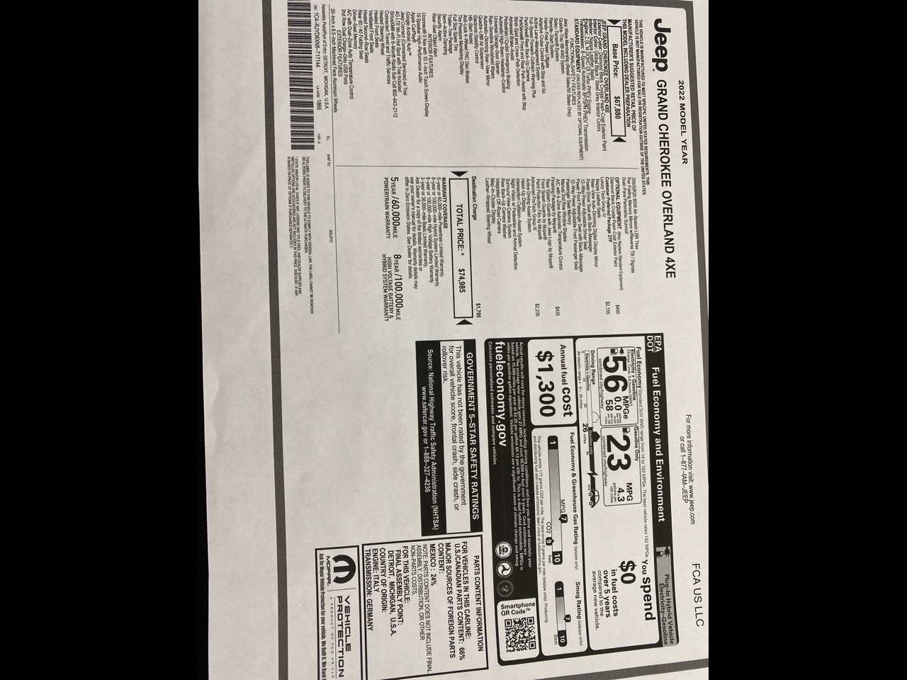 2022 Jeep Grand Cherokee 4xe Overland 4x4