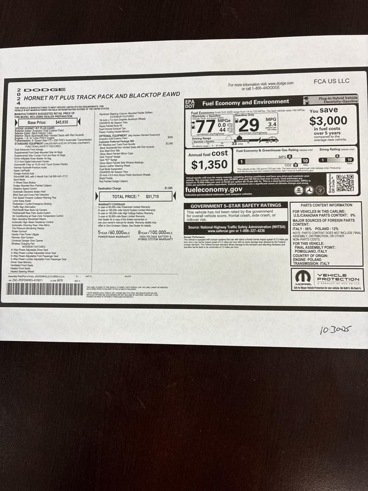 Dodge Hornet R/T Plus EAWD *Ltd Avail* 2024