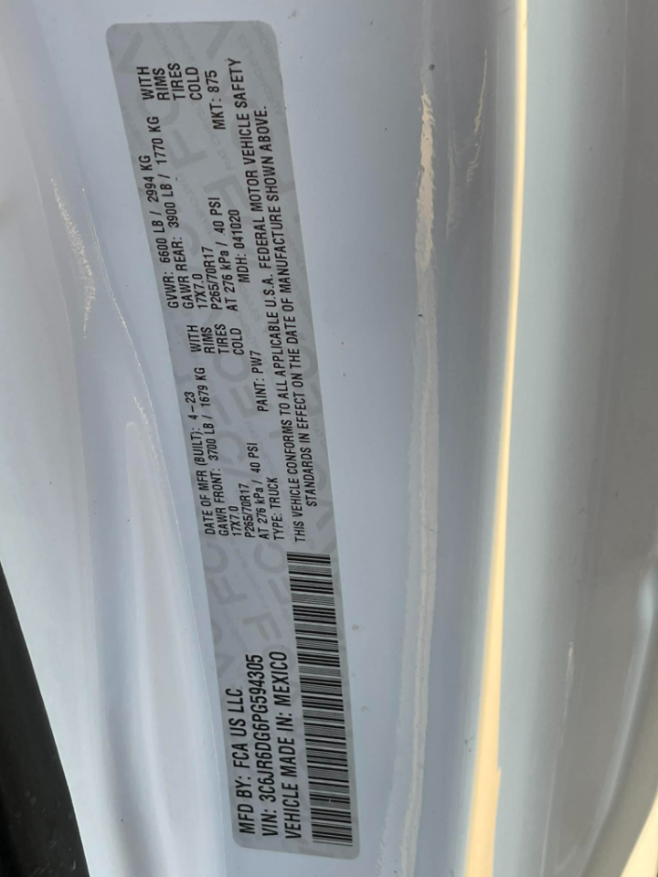 RAM 1500 Classic Tradesman Regular Cab LWB 2WD 2023