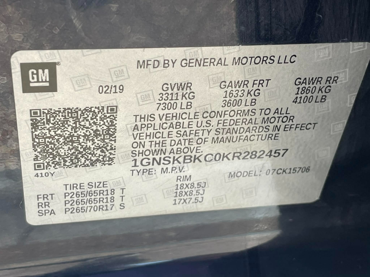 Chevrolet Tahoe LT 4WD 2019