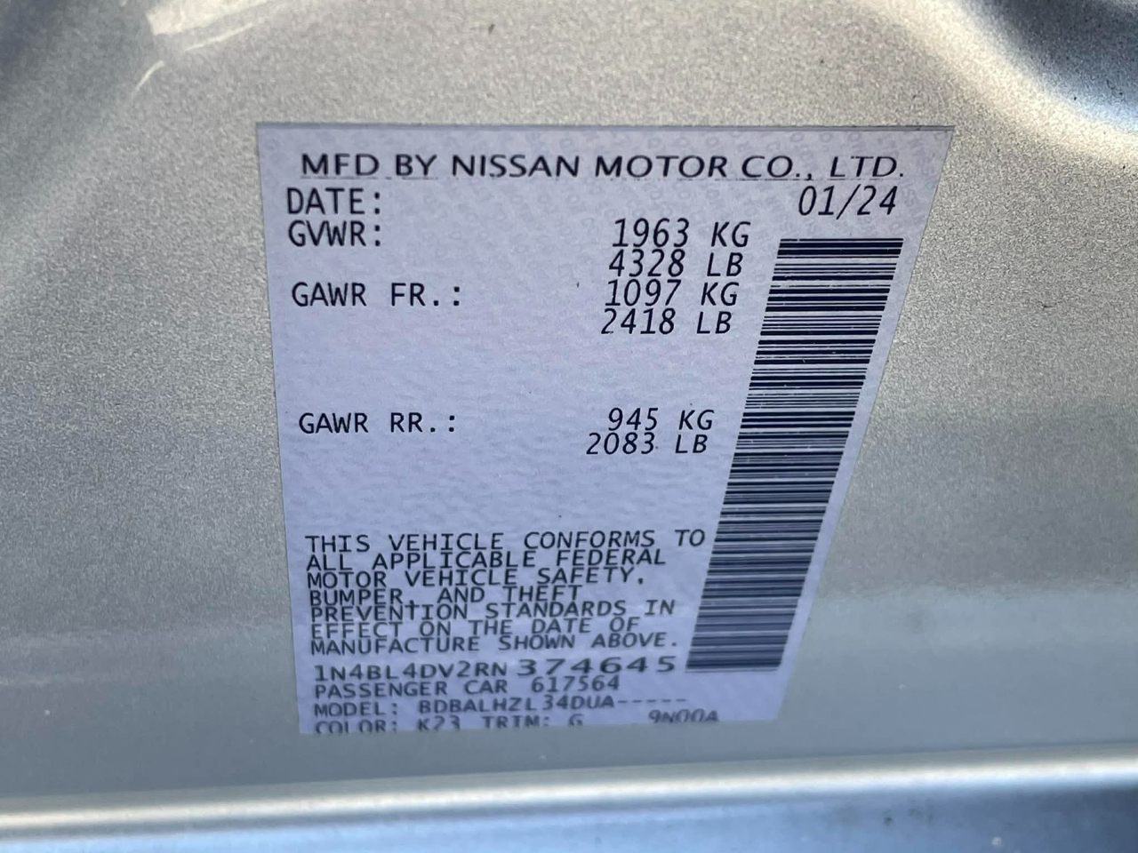 Nissan Altima 2.5 SV 2024