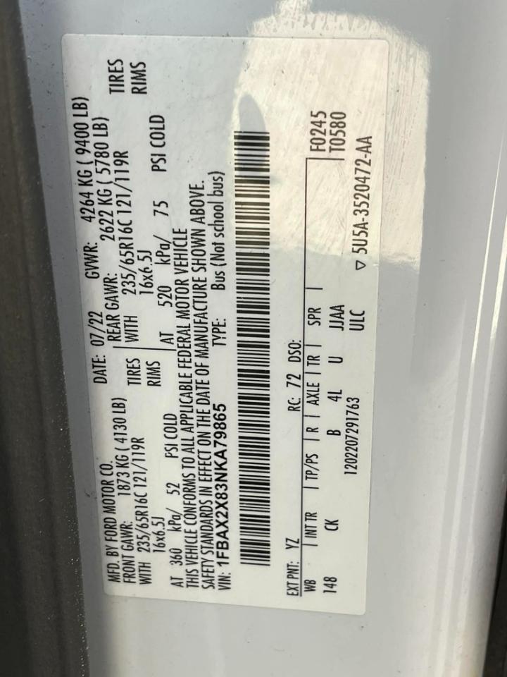 Ford Transit 350 Wagon High Roof XL w/Sliding Pass. 148-in. WB 2022