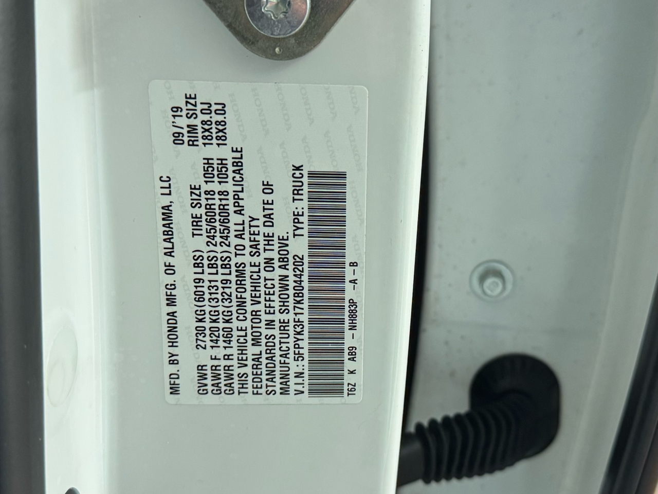 Honda Ridgeline Sport AWD 2019