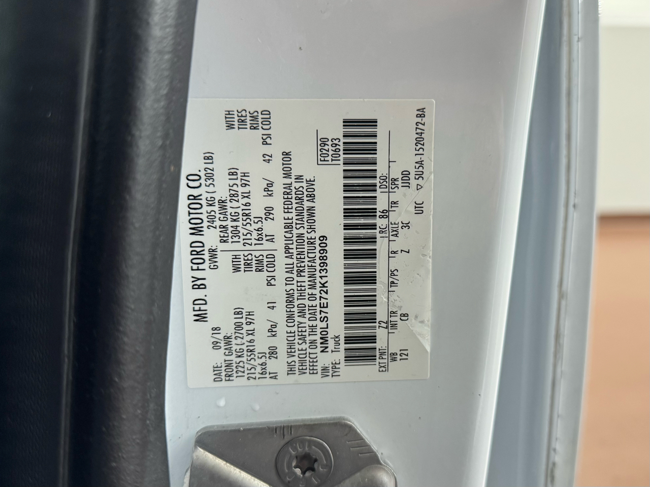 Ford Transit Connect Cargo Van XL LWB w/Rear 180 Degree Door 2019