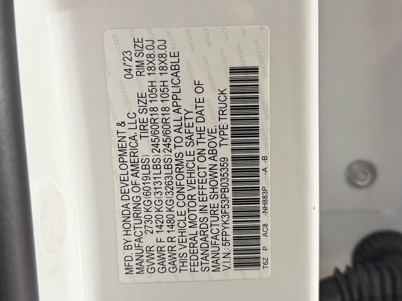 Honda Ridgeline RTL AWD 2023