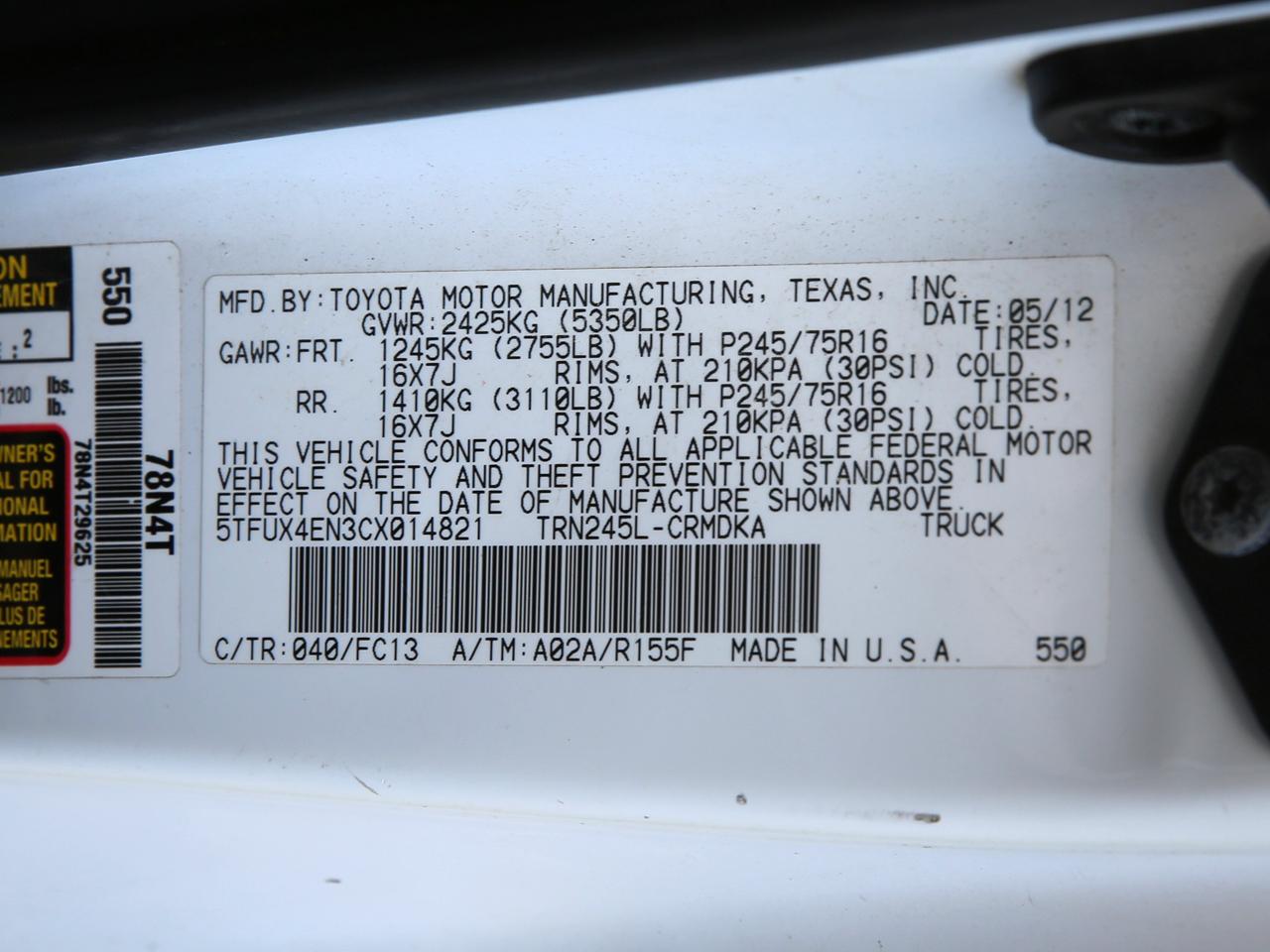 Toyota Tacoma Access Cab 4WD 2012