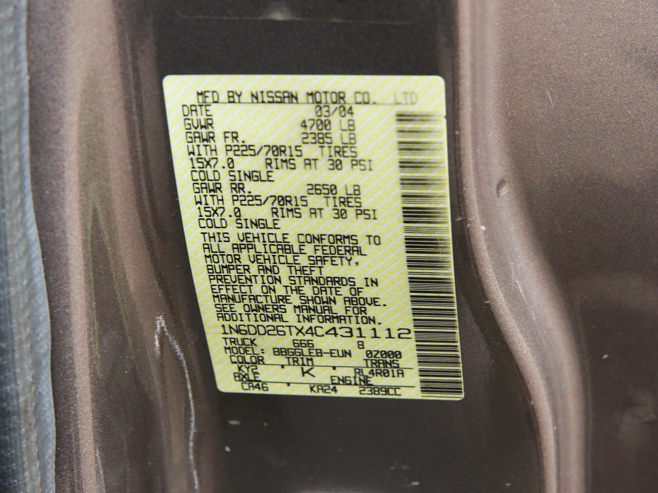 Nissan Frontier XE King Cab 2004