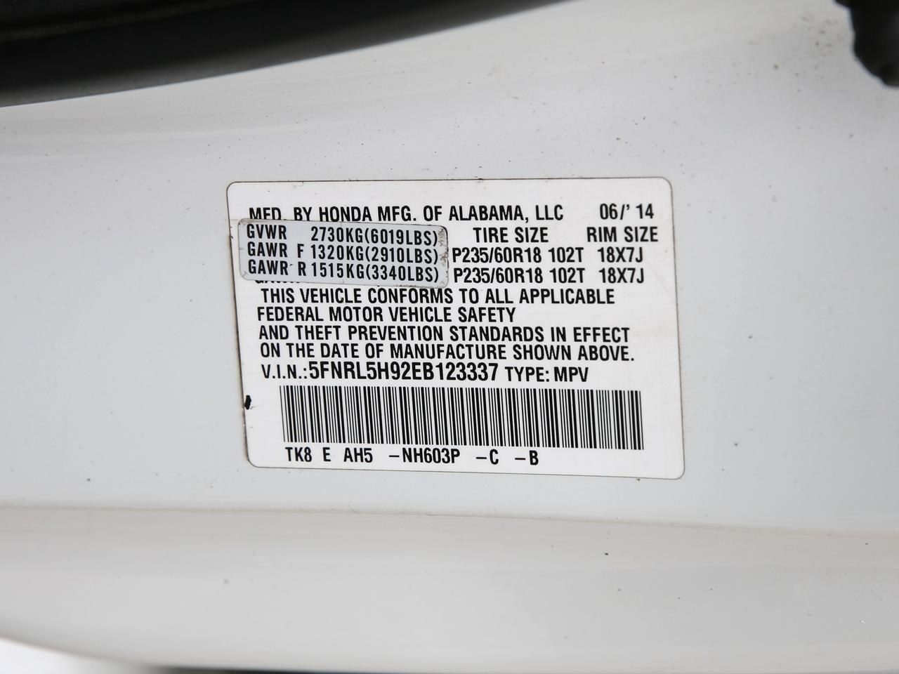 Honda Odyssey Touring Elite 2014
