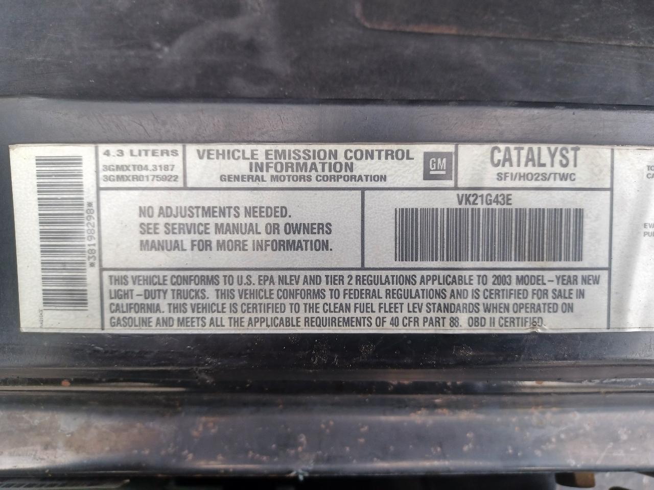 Chevrolet S10 Pickup Ext. Cab 4WD 2003