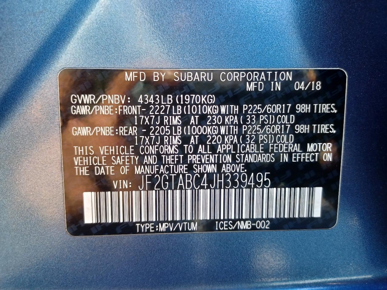 Subaru Crosstrek 2.0i Premium CVT 2018