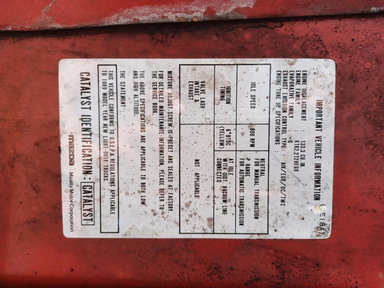 Mazda B-Series B2200 Reg. Cab Long Bed 2WD 1989