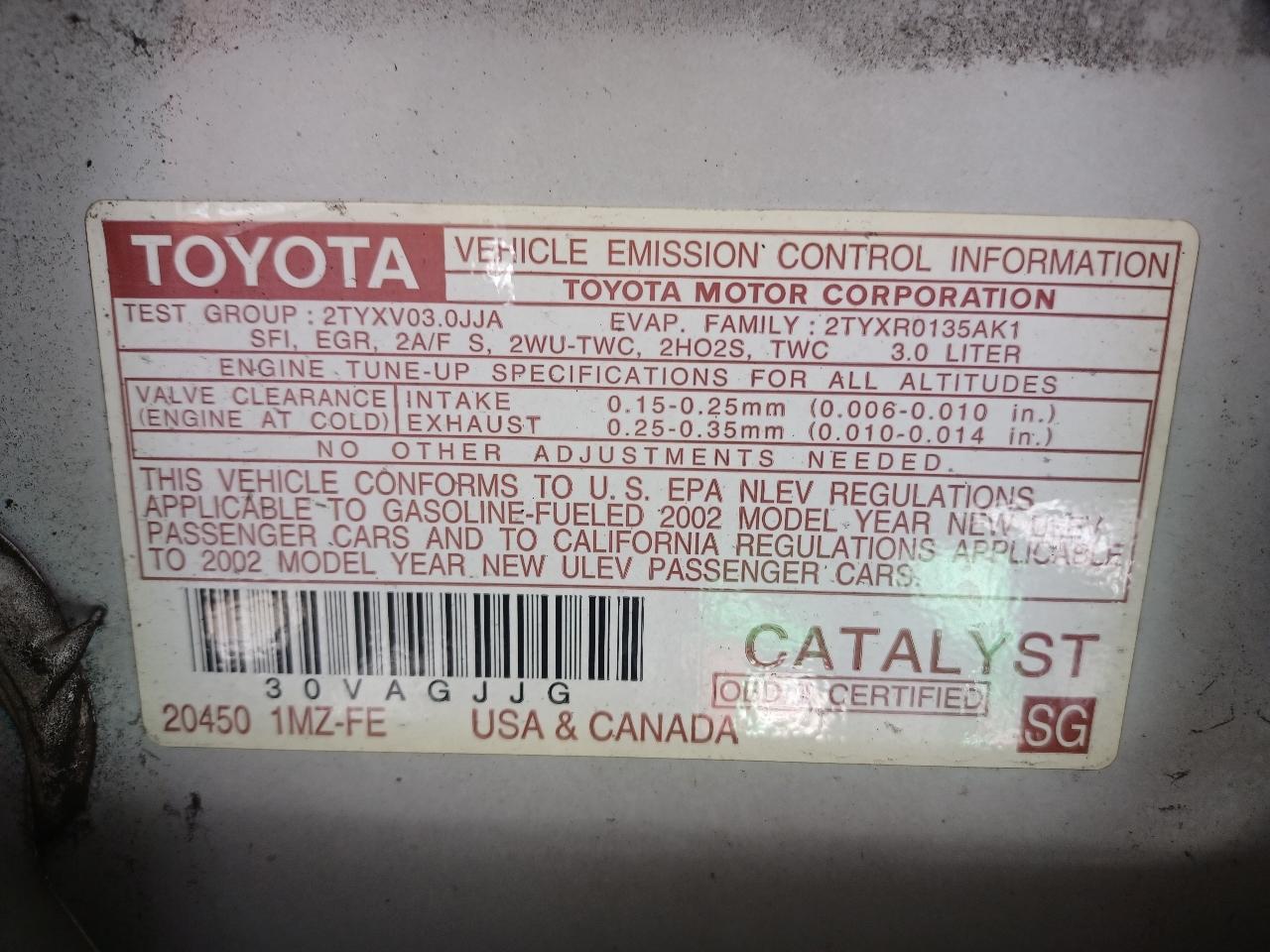 Toyota Camry XLE V6 2002