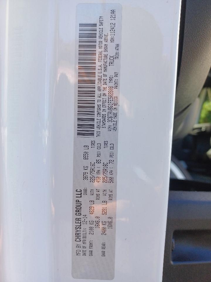 RAM Promaster 1500 High Roof Tradesman 136-in. WB 2015