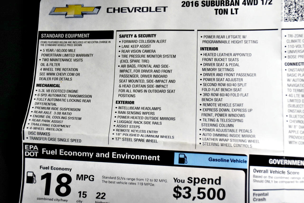 Chevrolet Suburban LT 4WD 2016 Chevrolet Suburban LT 4WD 2016