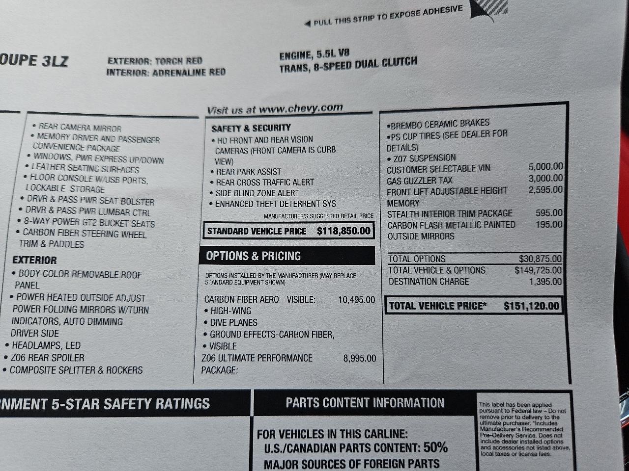 Chevrolet Corvette 2dr Z06 Cpe w/3LZ 2023