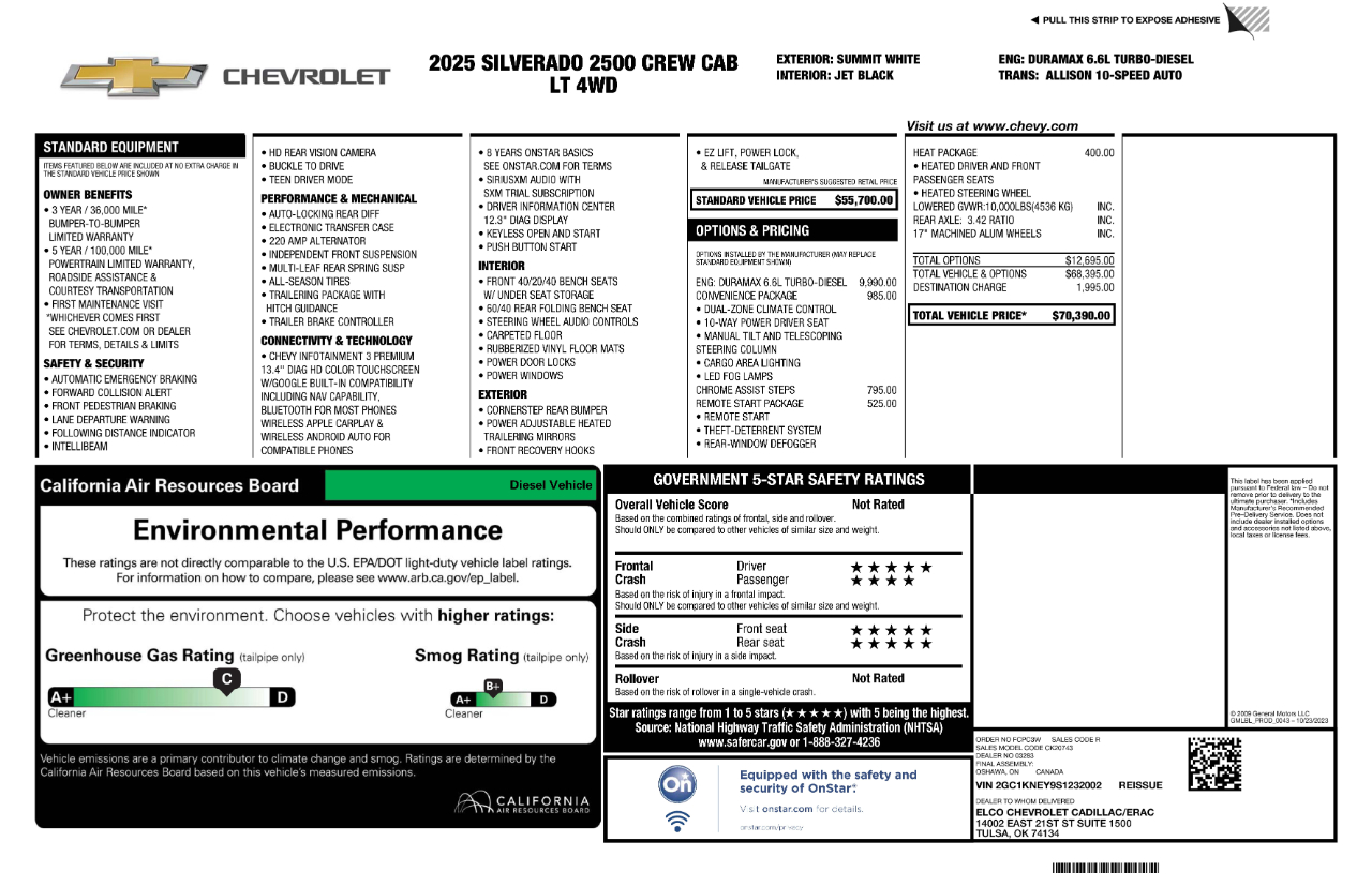 Chevrolet Silverado 2500HD 4WD Crew Cab 159" LT 2025