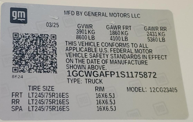 Chevrolet Express Cargo Van RWD 2500 135" 2025