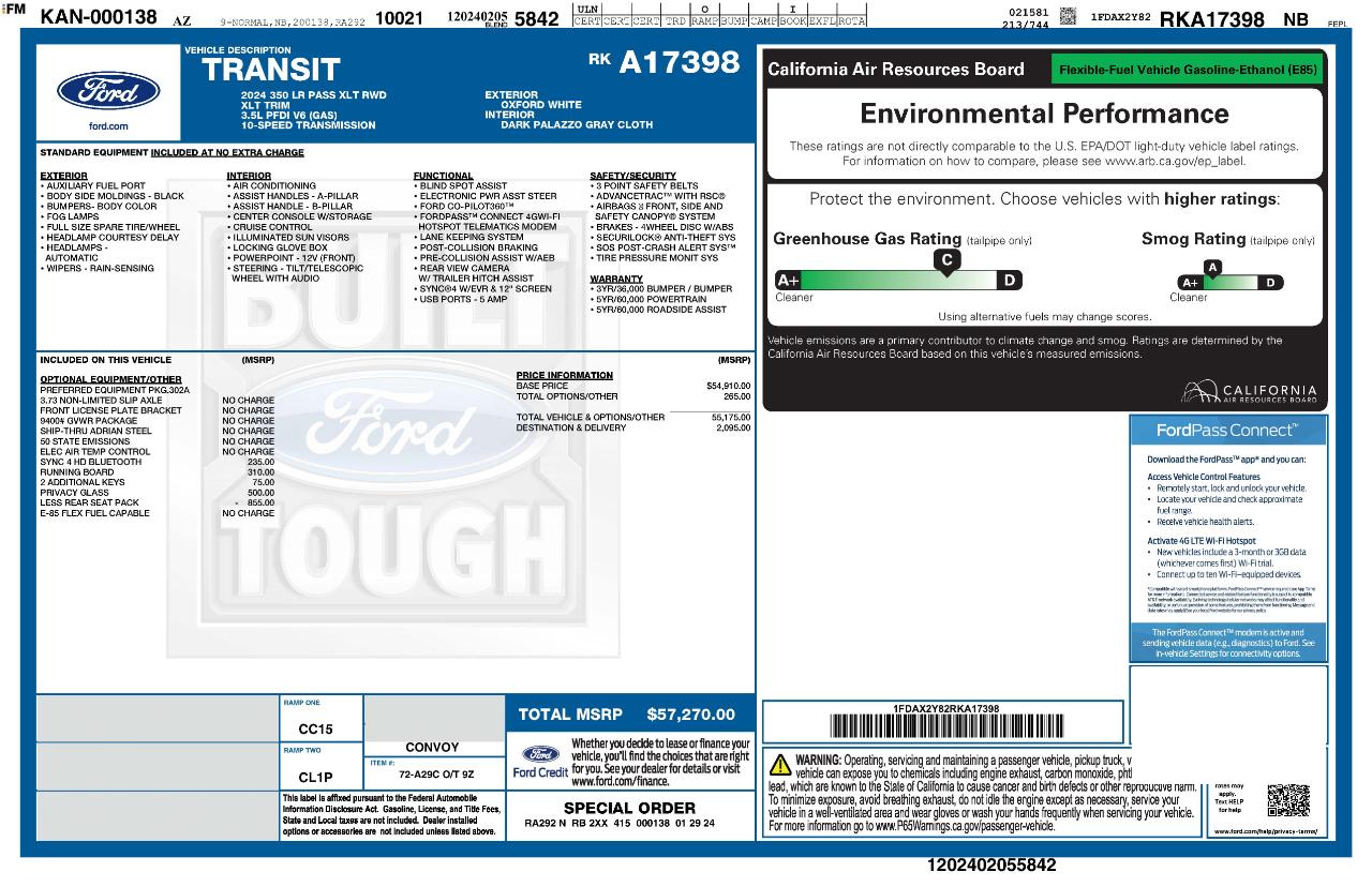 Ford Transit Passenger Wagon T-350 148" Low Roof XLT RWD 2024