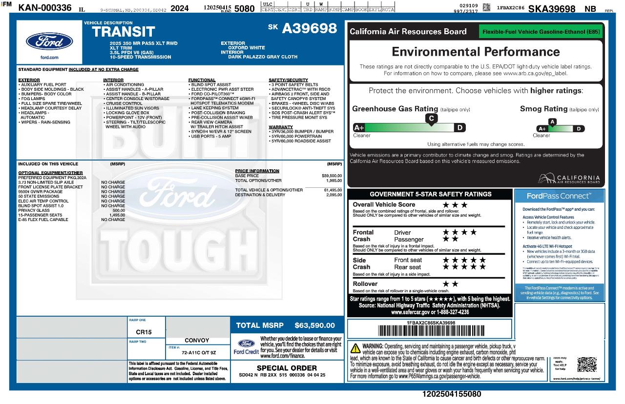 Ford Transit Passenger Wagon T-350 148" Med Roof XLT RWD 2025