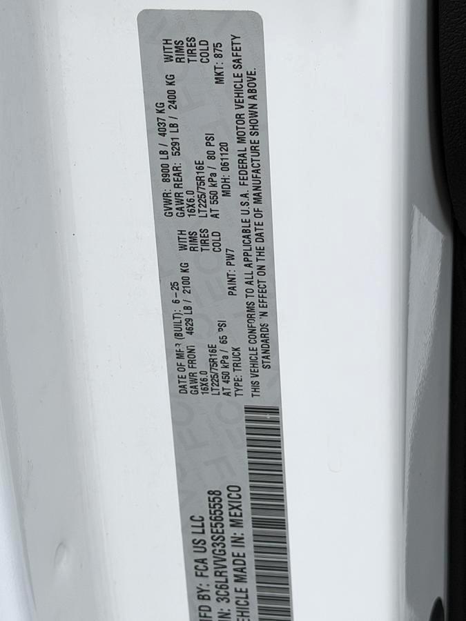 RAM ProMaster Cargo Van SLT 2500 Low Roof 136" WB 2025