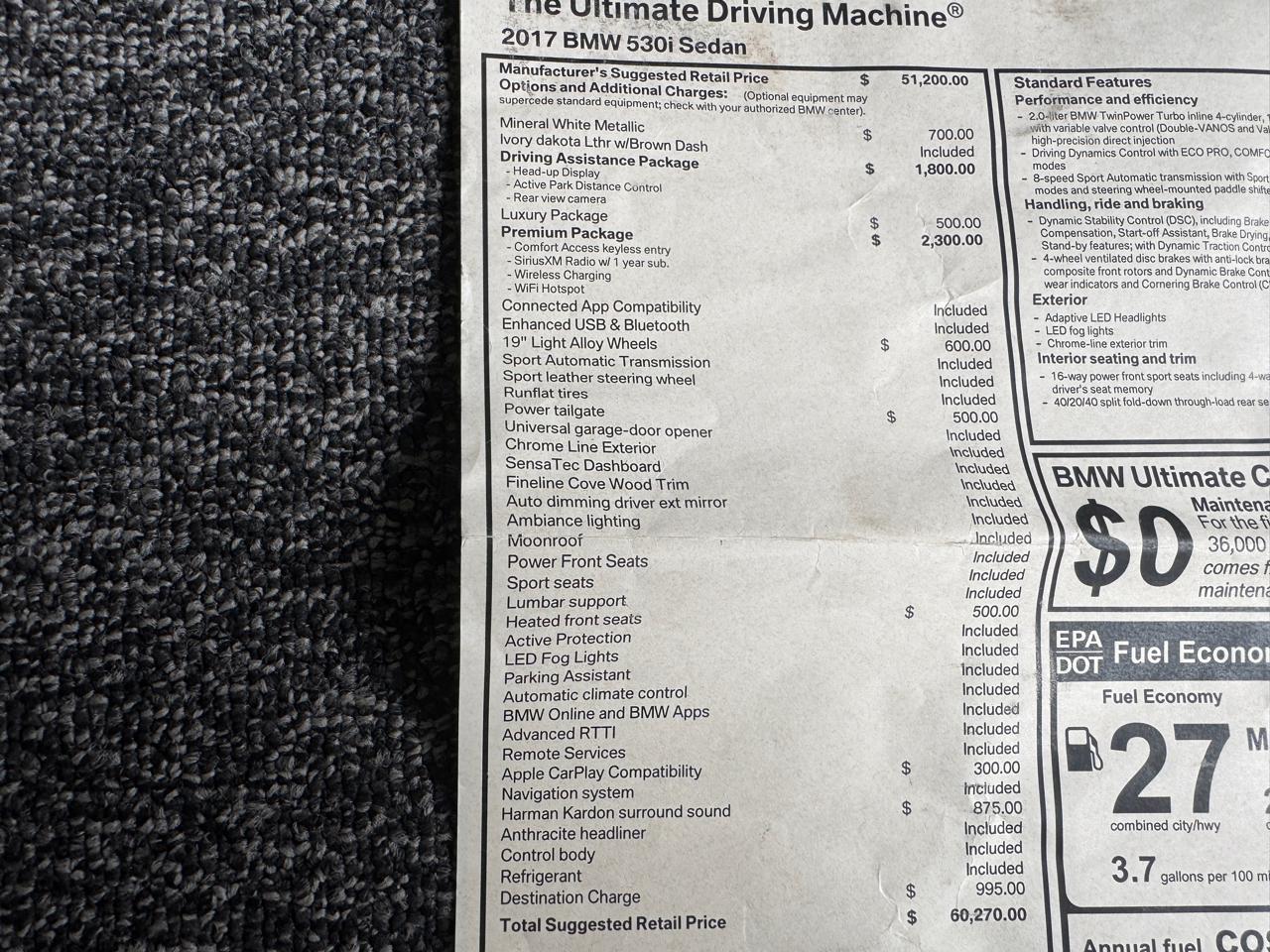 BMW 5 Series 530i Sedan 2017